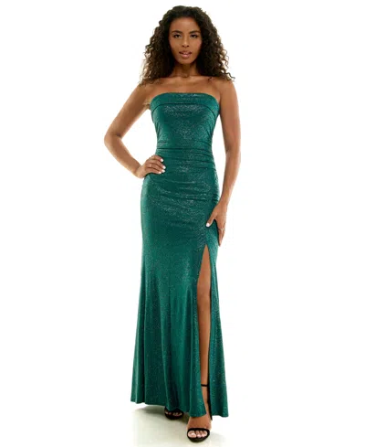 Emerald Sundae Women's Strapless Knit Gown In Green