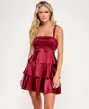 Emerald Sundae Women's Tiered Sleeveless Dress In Burgundy