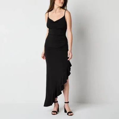 Emerald Sundae Womens Juniors Sleeveless Midi Casual Bodycon Dress In Black