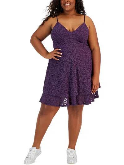 Emerald Sundae Womens Lace Knee Length Cocktail And Party Dress In Purple