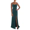 Emerald Sundae Juniors Womens Satin Long Evening Dress In Green