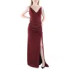 Emerald Sundae Womens Shirred Crepe Evening Dress In Red