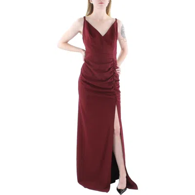 Emerald Sundae Womens Shirred Crepe Evening Dress In Red