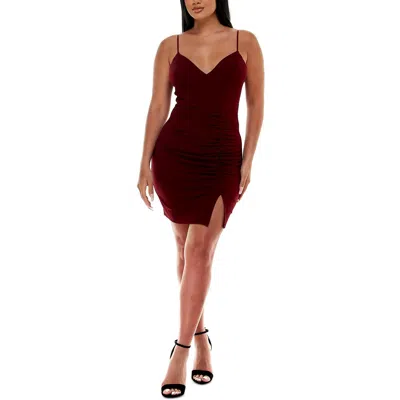 Emerald Sundae Womens V Neck Mini Bodycon Dress In Pink