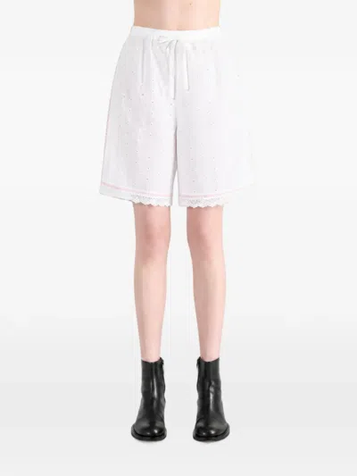 Emergency Room Broderie-anglaise Lace-trim Shorts In White