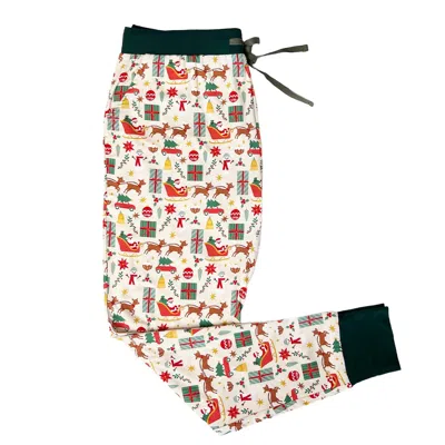 Emerson And Friends Holiday Vintage Christmas Bamboo Womens Jogger Pajamas In White