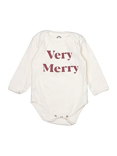 Pre-owned Emerson And Friends Kids' Long Sleeve Onesie In White