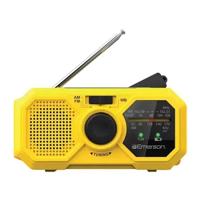 Emerson Emergency Dynamo Hand Crank Weather Radio In Yellow