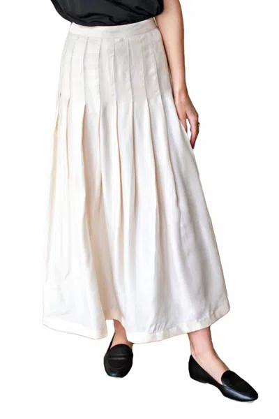 Emerson Fry Atelier Pleated Maxi Skirt In Arctic Wolf In White