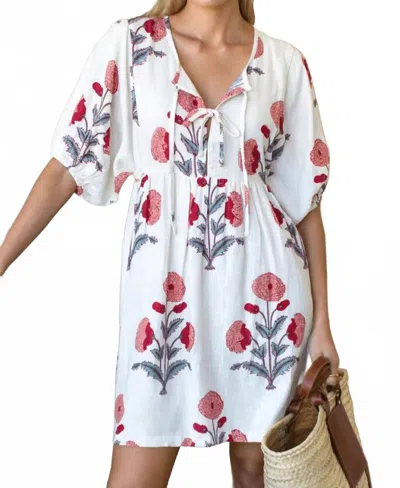 Emerson Fry Bastian Short Dress In Blush Peonies In White