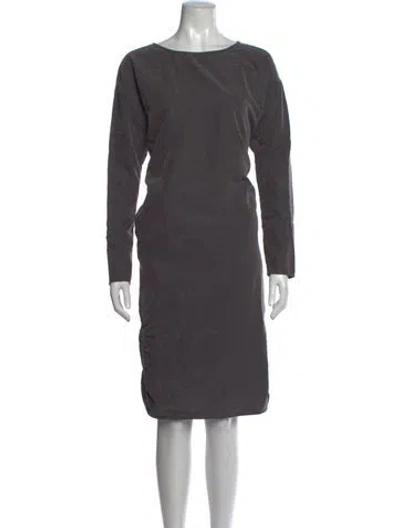 Pre-owned Emerson Fry Bateau Neckline Knee-length Dress In Grey