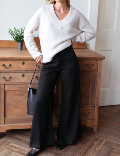 Emerson Fry Boxy V Neck Sweater In Birch Wool In White