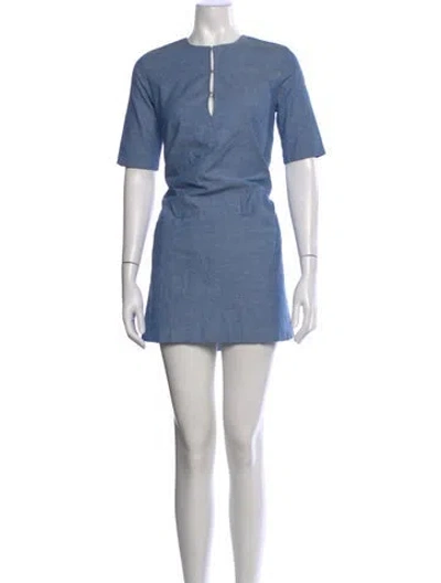 Pre-owned Emerson Fry Crew Neck Mini Dress In Blue