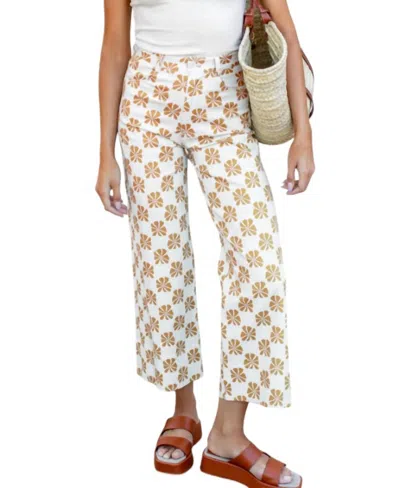 Emerson Fry Daisy Check Pant In Beige In White
