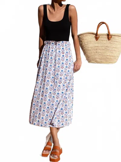 Emerson Fry Drawstring Skirt In Indienne Flowers Blue