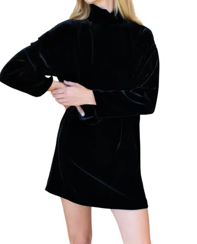Emerson Fry Edie Turtleneck Dress In Black Silk Velvet