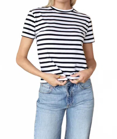 Emerson Fry Essential T Shirt Top In Classic Stripe Black In Multi