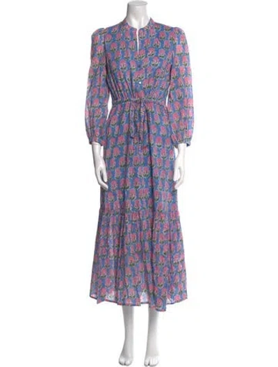 Pre-owned Emerson Fry Floral Print Long Dress In Blue