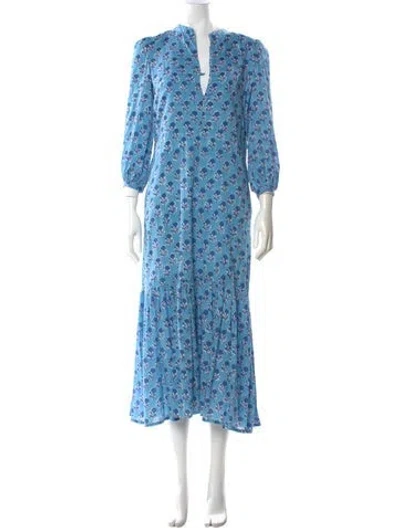 Pre-owned Emerson Fry Floral Print Long Dress In Blue