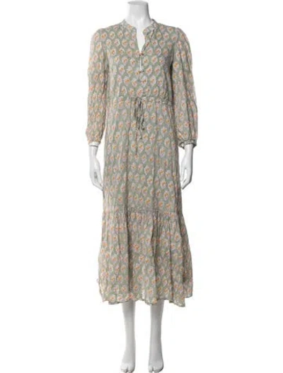Pre-owned Emerson Fry Floral Print Long Dress In Green