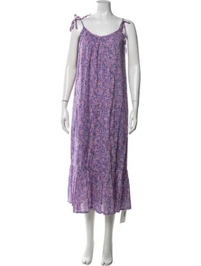 Pre-owned Emerson Fry Floral Print Long Dress In Purple