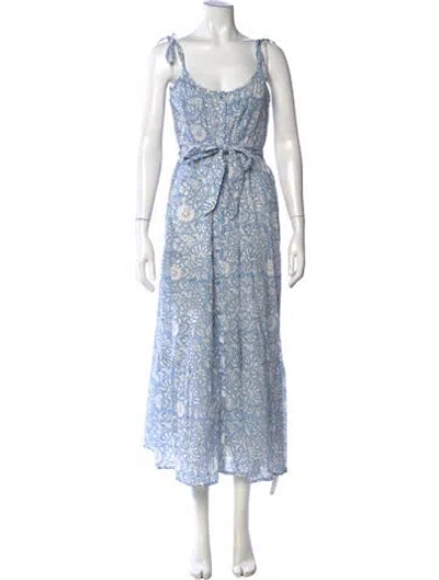 Pre-owned Emerson Fry Floral Print Midi Length Dress In Blue
