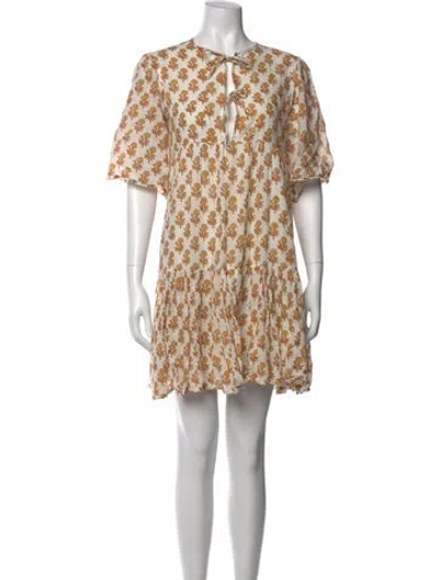 Pre-owned Emerson Fry Floral Print Mini Dress In Neutrals