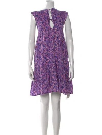 Pre-owned Emerson Fry Floral Print Mini Dress In Purple