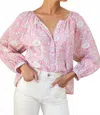 Emerson Fry Frances Blouse In Devina Flowers Pink In Pink