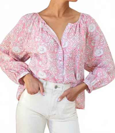Emerson Fry Frances Blouse In Devina Flowers Pink