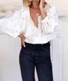 Emerson Fry Frances Blouse In Gold Leaf Ivory