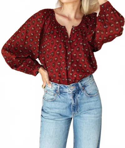 Emerson Fry Frances Blouse In Lantern Flower Rouge In Burgundy
