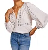 Emerson Fry Frances Embroidery Blouse In Salt Organic In Multi