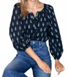 Emerson Fry Frances Hand-block Print Blouse In Marguerite Organic In Multi