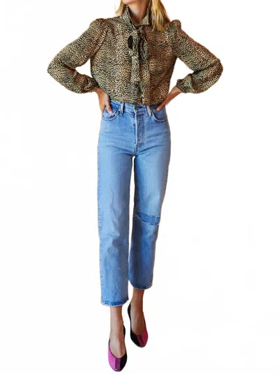 Emerson Fry Frankie Long Sleeve Blouse In Cheetah In Multi