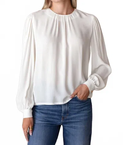 Emerson Fry Gathered Neckline Blouse In Star White In Neutral