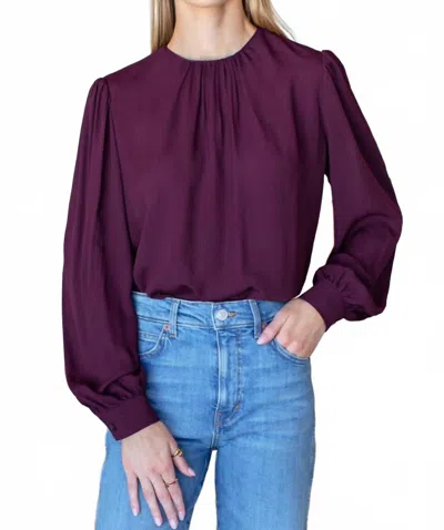 Emerson Fry Gathered Neckline Top In Winetasting In Burgundy