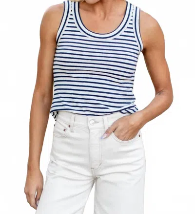 Emerson Fry Go To Tank Top In Navy Stripe Organic In Multi