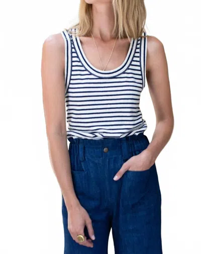 Emerson Fry Go To Tank Top In Navy Stripe In Black