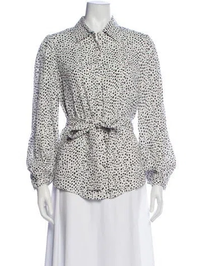 Pre-owned Emerson Fry Graphic Print Long Sleeve Blouse In White