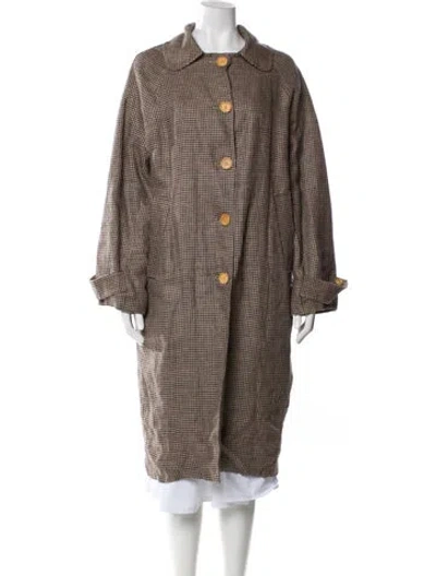 Pre-owned Emerson Fry Houndstooth Print Faux Fur Coat In Neutral