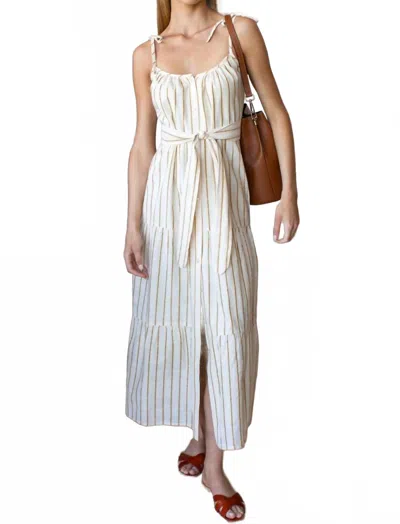 Emerson Fry India Front Button Down Sundress In Honey Stripe In Multi