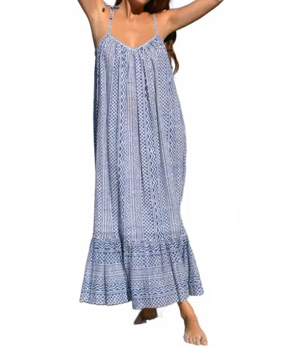 Emerson Fry India Sundress In Greek Key Organic In Blue