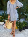 EMERSON FRY JASMINE BUTTON DRESS IN BLUE