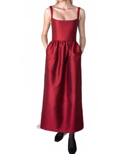 Emerson Fry Jour Maxi Dress In Rouge Shantung In Red