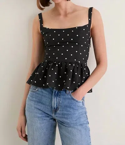 Emerson Fry Jour Peplum Top In Tuxedo/ivory In Black
