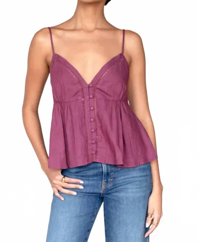Emerson Fry Ladder Trim Top In Crushed Berry Linen In Animal Print