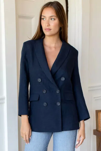 Emerson Fry Lee Double Breasted Jacket In Parisian Night In Blue
