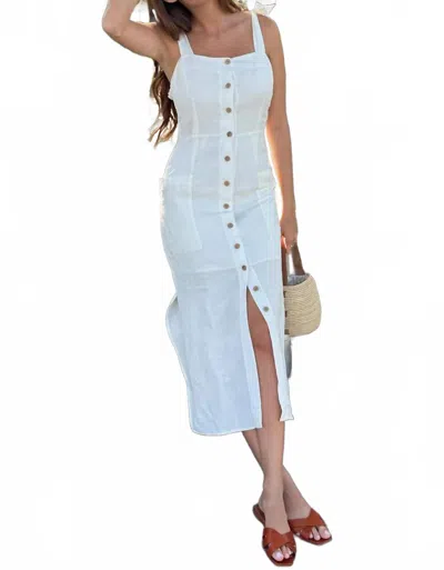 Emerson Fry Lillian Fitted Dress In Ivory Linen In White