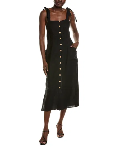 Emerson Fry Lillian Linen-blend Dress In Black